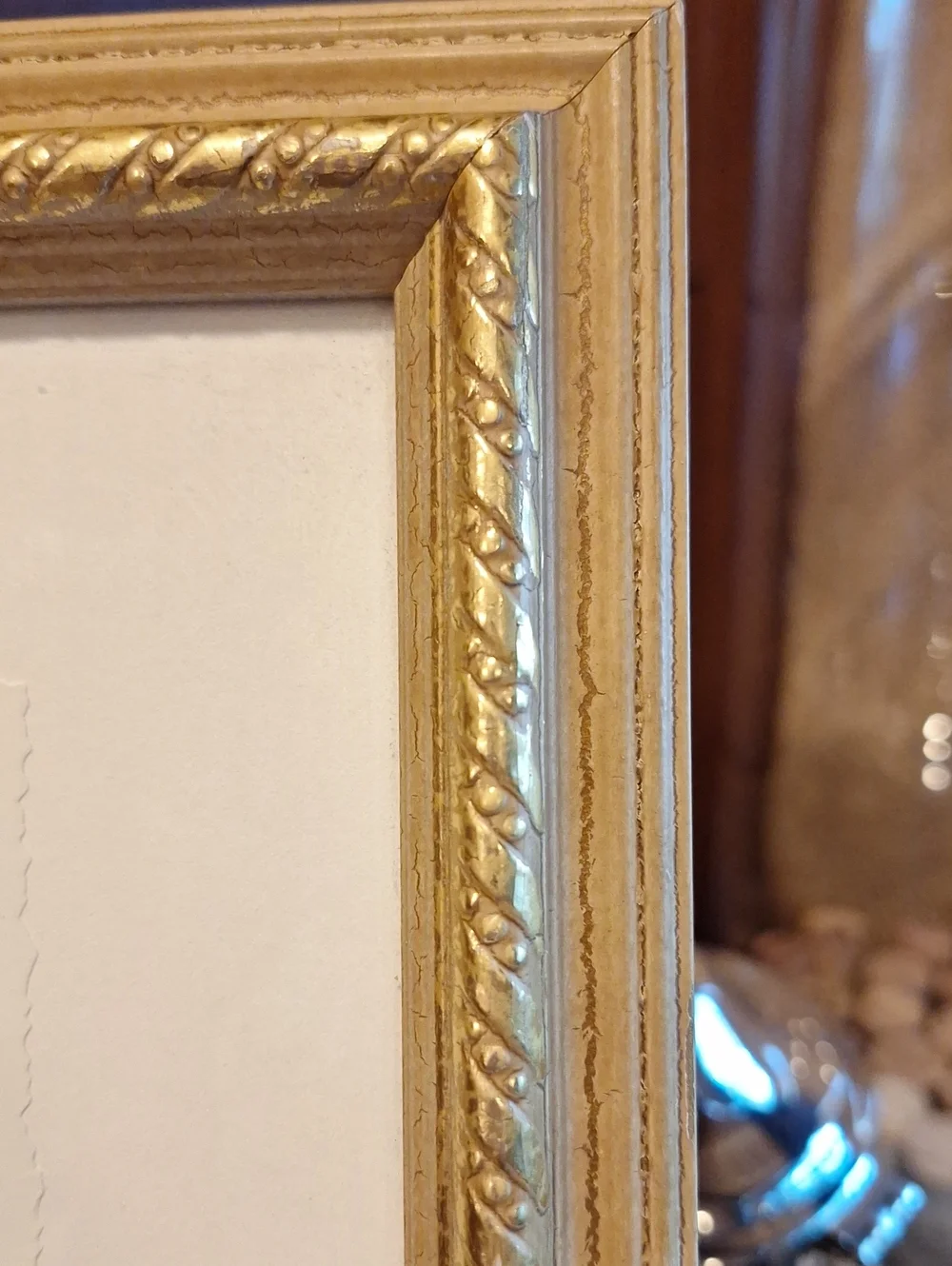 Vtg. Pier 1 Framed Star & Leaf Artwork in Gold Frame Signed Sarah Lugg